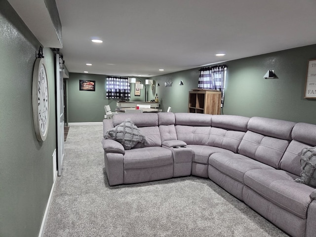 1701 Boyd, Chillicothe, MO 64601 - carpeted living room with recessed lighting and bar area