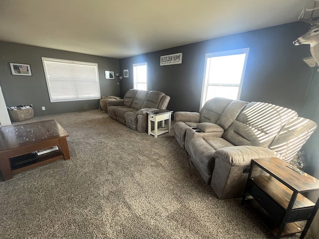 view of carpeted living area