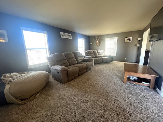 view of carpeted living area