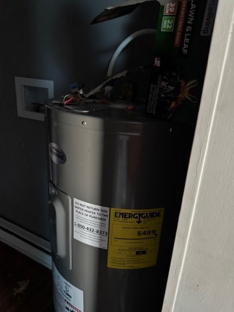 utility room featuring electric water heater