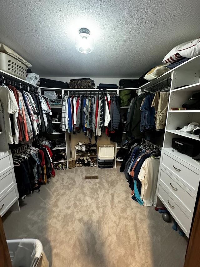 spacious closet with carpet flooring