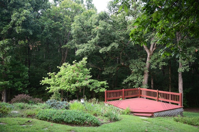 view of community featuring a wooden deck