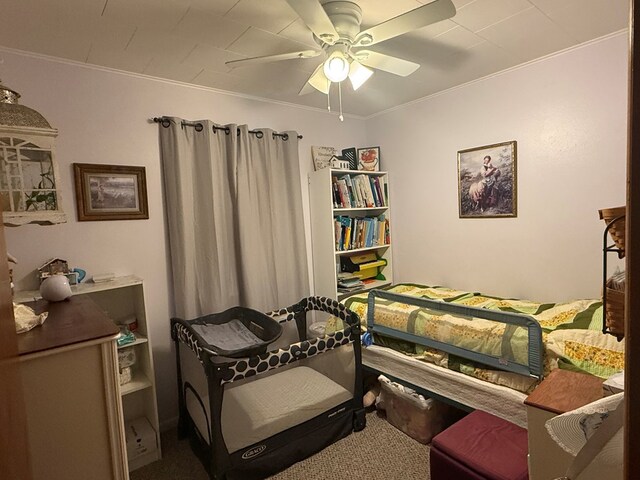 4 Grim Ct N, Kirksville, MO 63501 - carpeted bedroom featuring ornamental molding and ceiling fan
