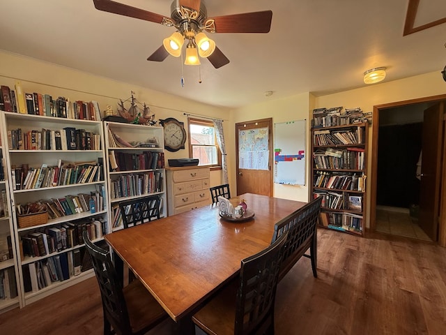 4 Grim Ct N, Kirksville, MO 63501 - dining area featuring ceiling fan and wood finished floors