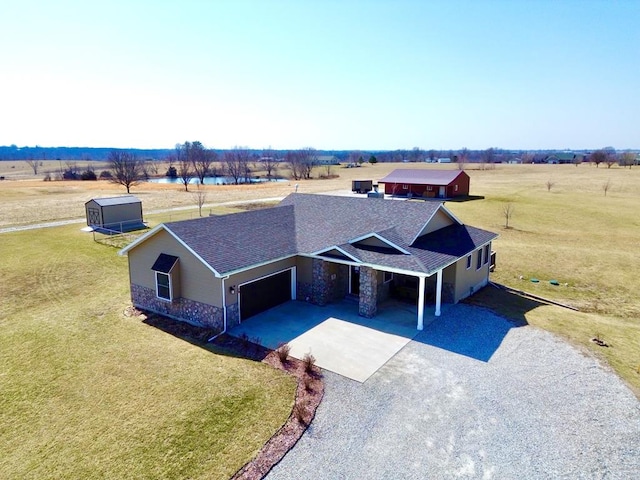 drone / aerial view featuring a rural view