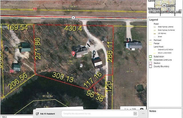 28730 State Highway T, Excello, MO 65247 - aerial view of property's location with property boundaries highlighted