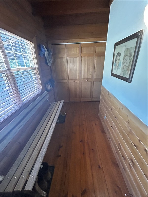 28730 State Highway T, Excello, MO 65247 - corridor with wooden walls and wood-type flooring
