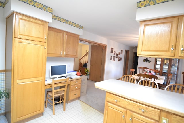 kitchen featuring built in desk