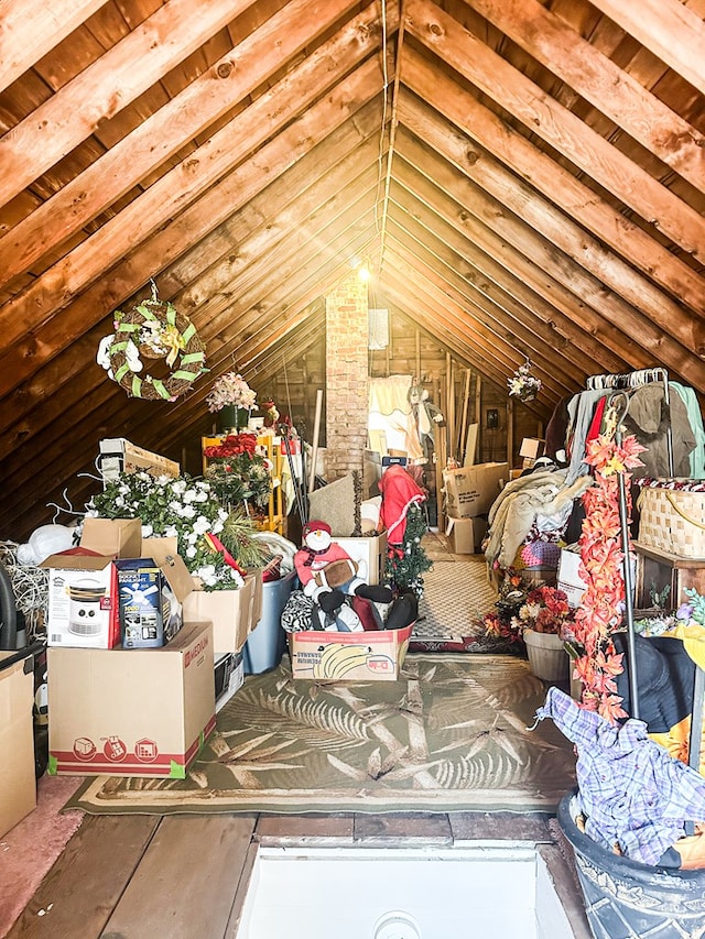 view of unfinished attic