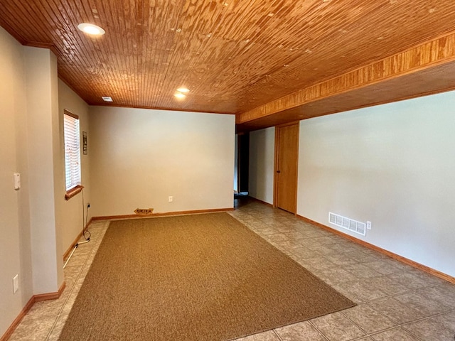 spare room with wooden ceiling