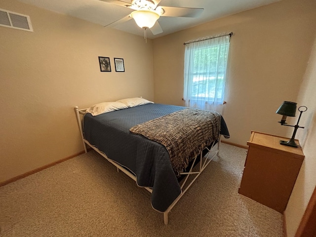 bedroom with carpet flooring and ceiling fan