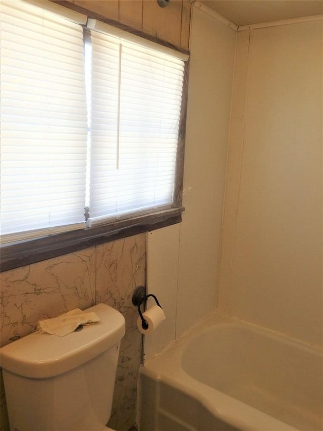 bathroom with toilet and a bathtub