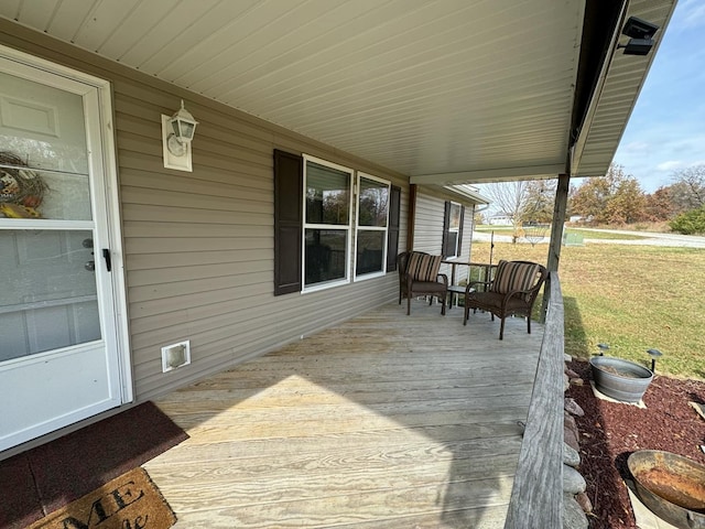 deck with a porch