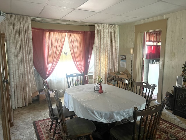 110 Van Buren St, Browning, MO 64630 - carpeted dining room with a drop ceiling