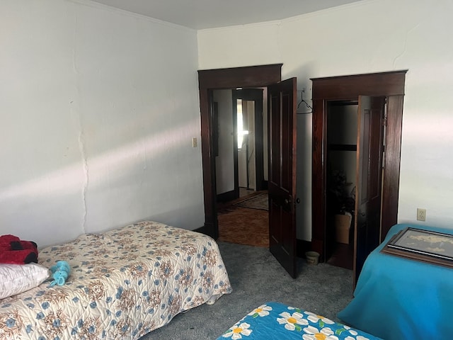 110 Van Buren St, Browning, MO 64630 - carpeted bedroom featuring ornamental molding and a closet