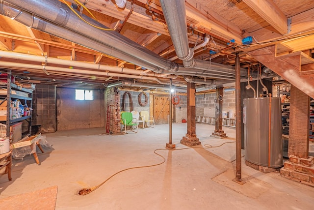 basement with water heater