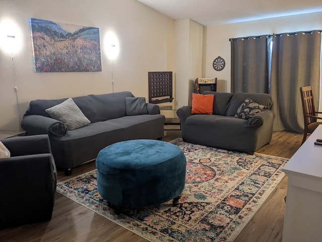 living area featuring wood finished floors