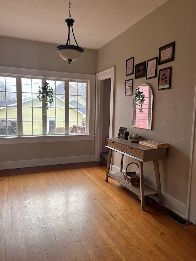 interior space with light wood-type flooring and plenty of natural light