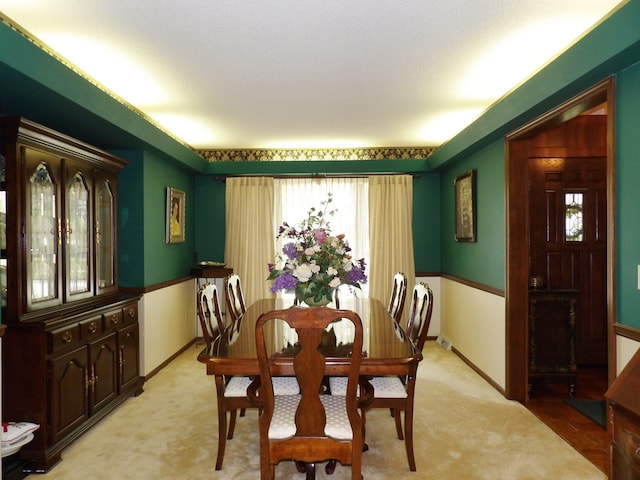 view of carpeted dining room