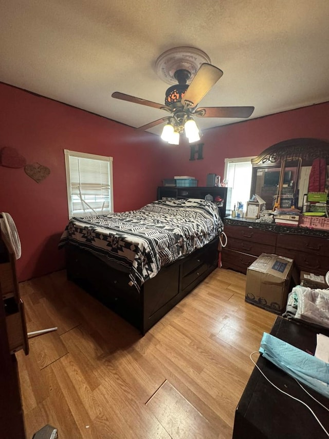 228 S Vine St, Milan, MO 63556 - bedroom with light wood-style flooring and ceiling fan