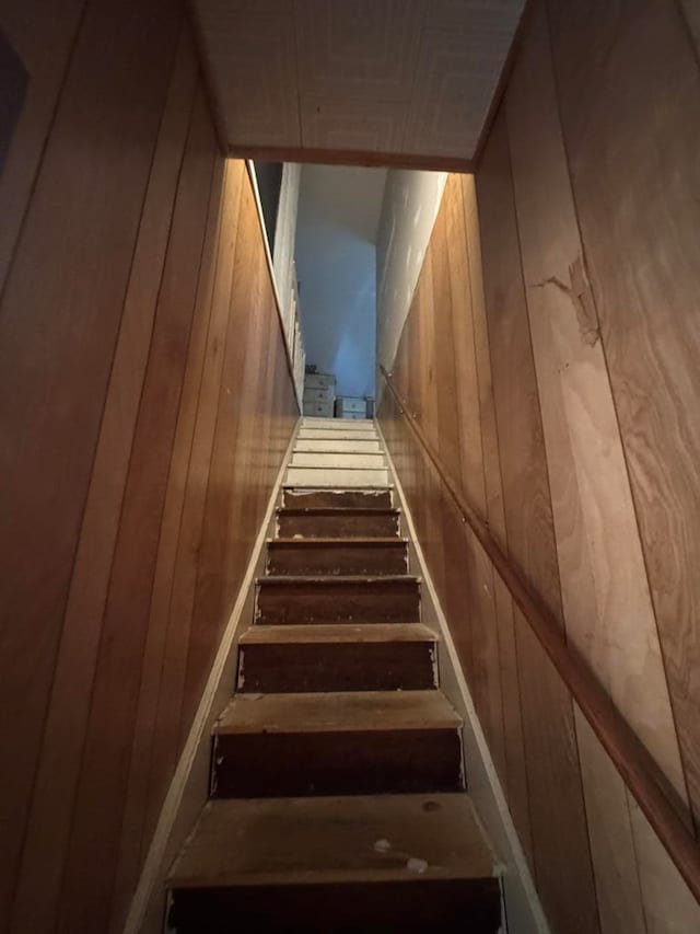 228 S Vine St, Milan, MO 63556 - stairway with wooden walls