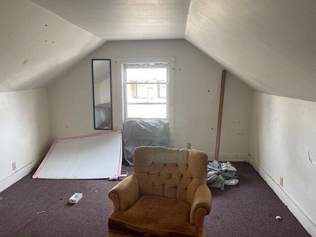 bonus room featuring carpet floors and lofted ceiling