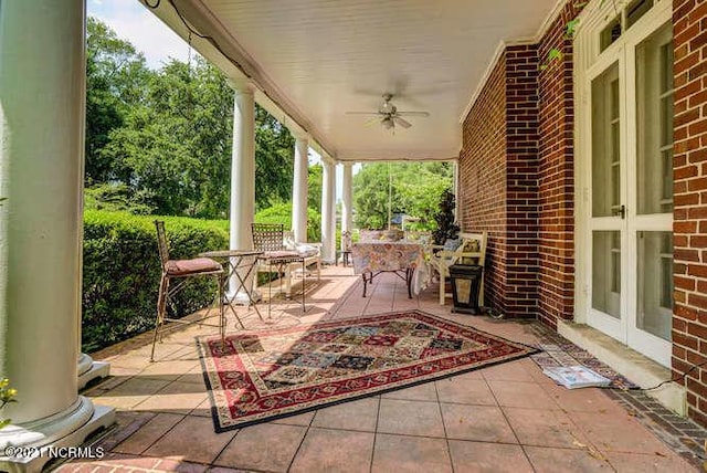 view of patio with ceiling fan