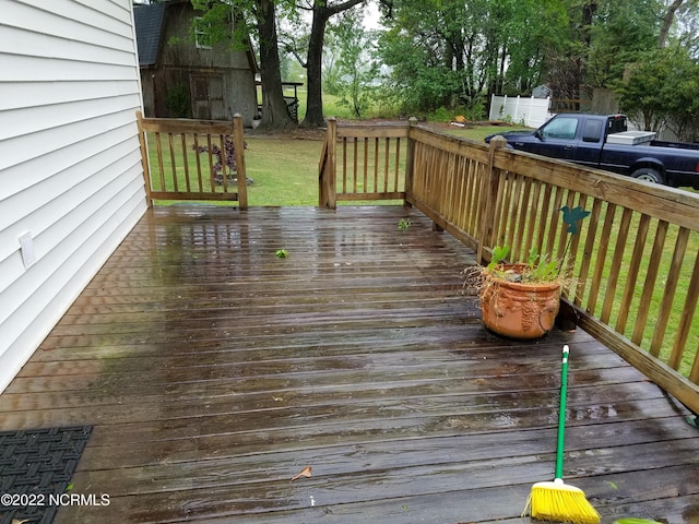 deck with a yard