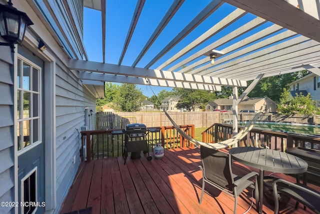 deck featuring a pergola