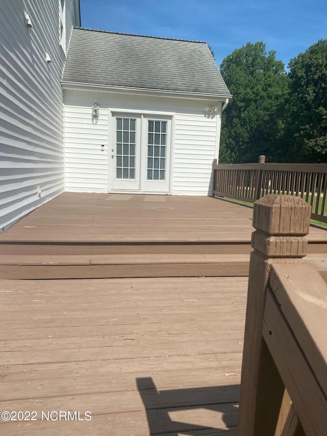 wooden terrace with french doors