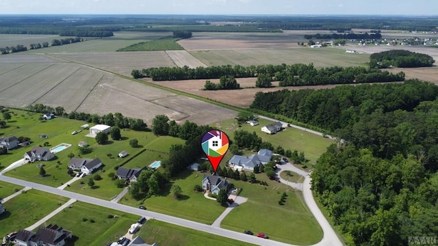 aerial view featuring a rural view