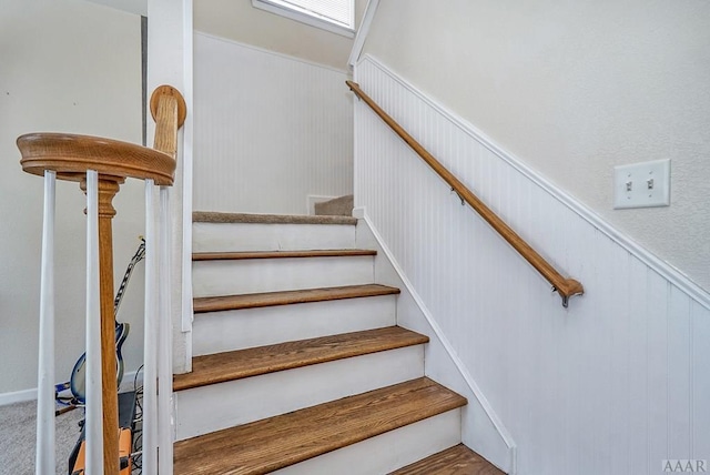 stairs with light wood-type flooring