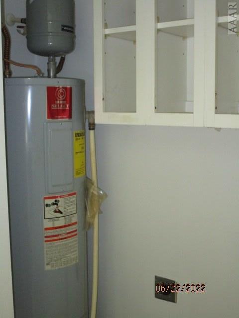 utility room with water heater