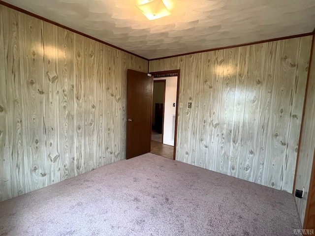 spare room featuring carpet and ornamental molding