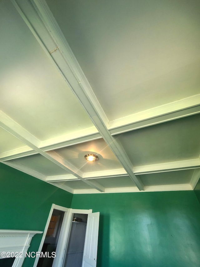 details with coffered ceiling and beam ceiling