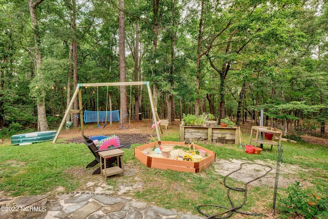 view of yard with a playground