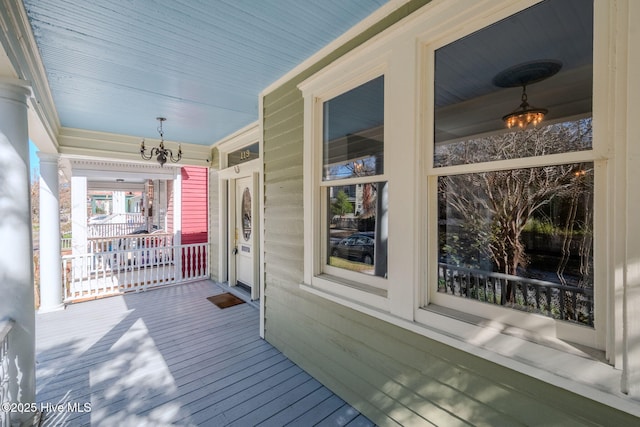 deck with covered porch