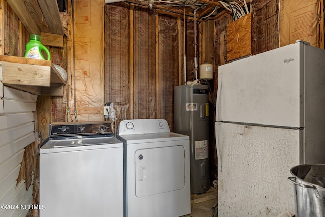 laundry room featuring washer and dryer and electric water heater