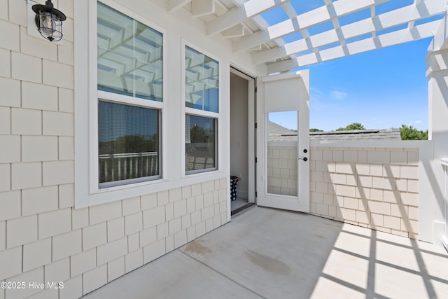 view of patio / terrace featuring a pergola