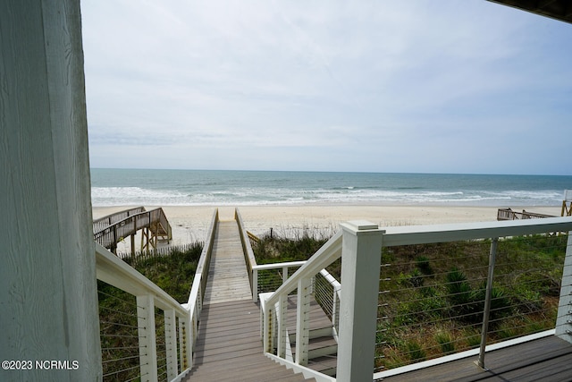 view of water feature featuring a view of the beach