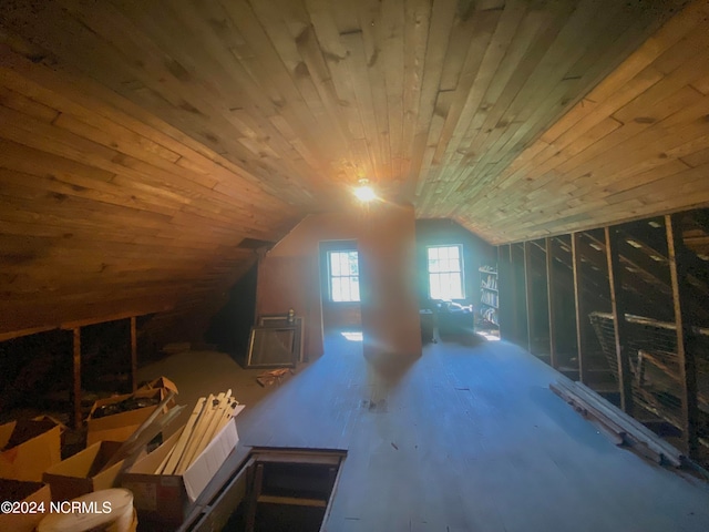 view of unfinished attic