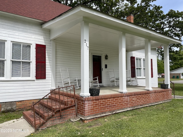 exterior space with a porch