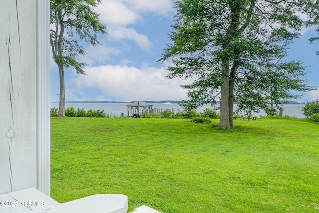 view of yard featuring a water view