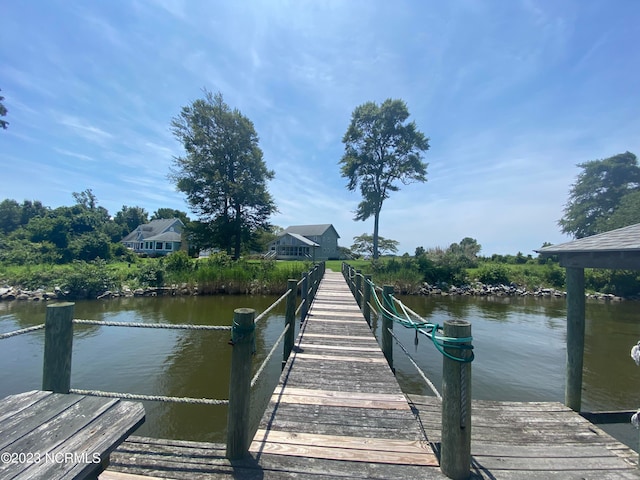 view of dock featuring a water view