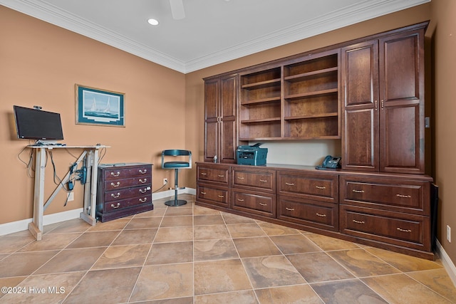 office area featuring ornamental molding