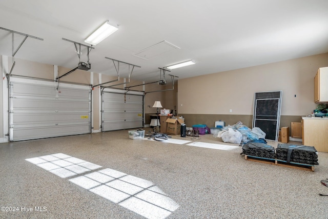 garage with a garage door opener