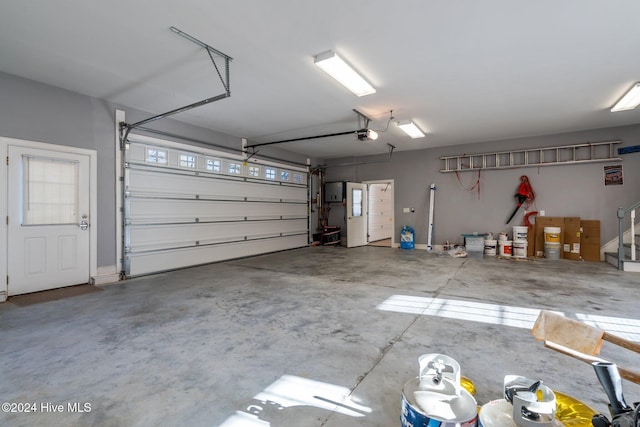 garage with a garage door opener