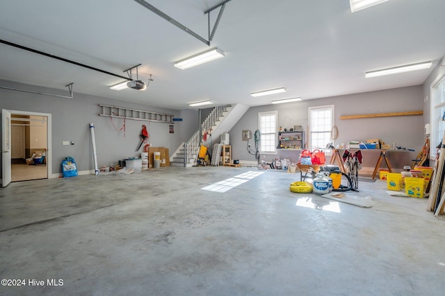 garage with a garage door opener