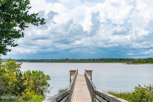 dock area featuring a water view