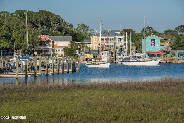 view of dock featuring a water view